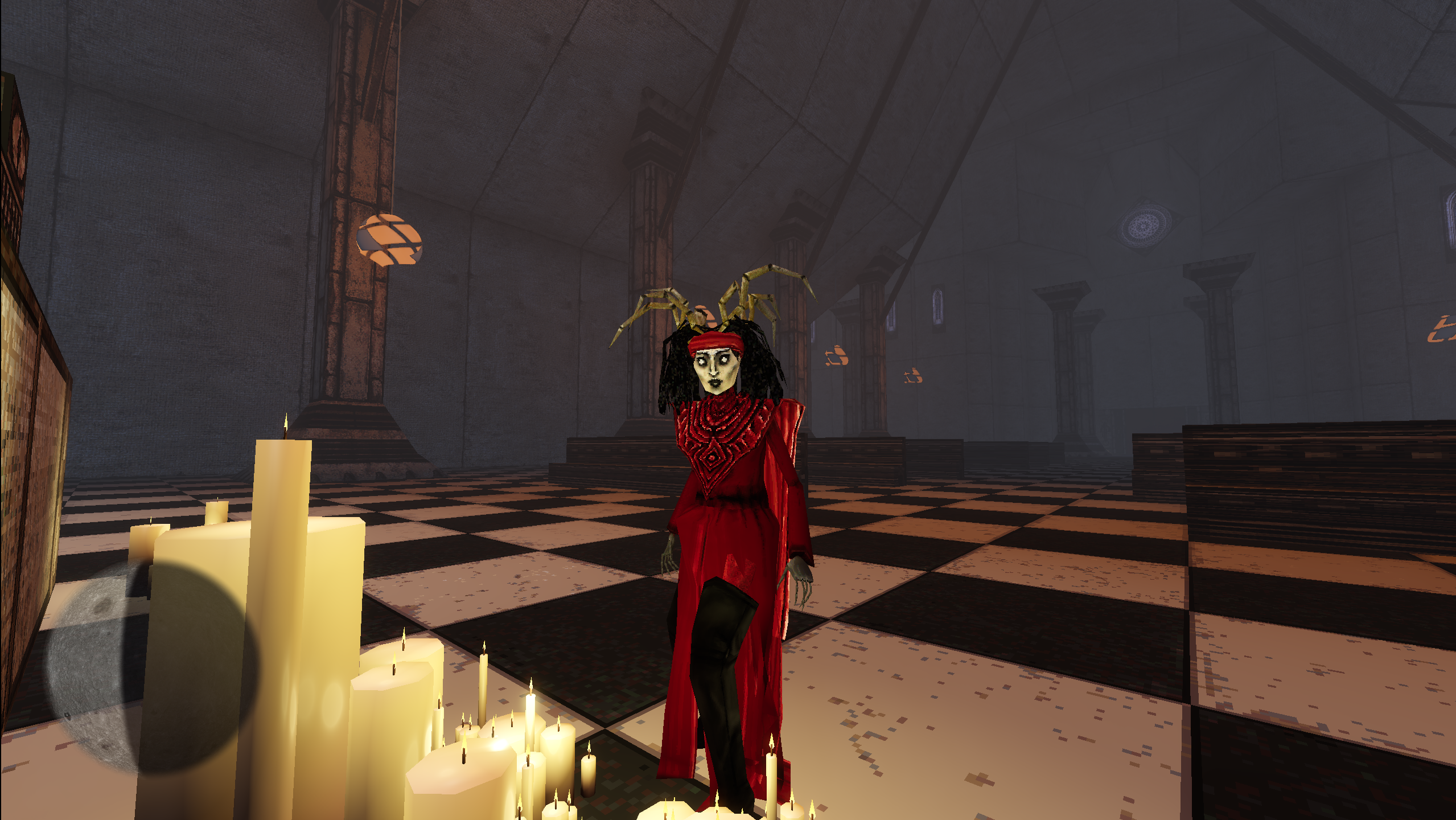 Scary Moonchild in the dark Collegium hall.